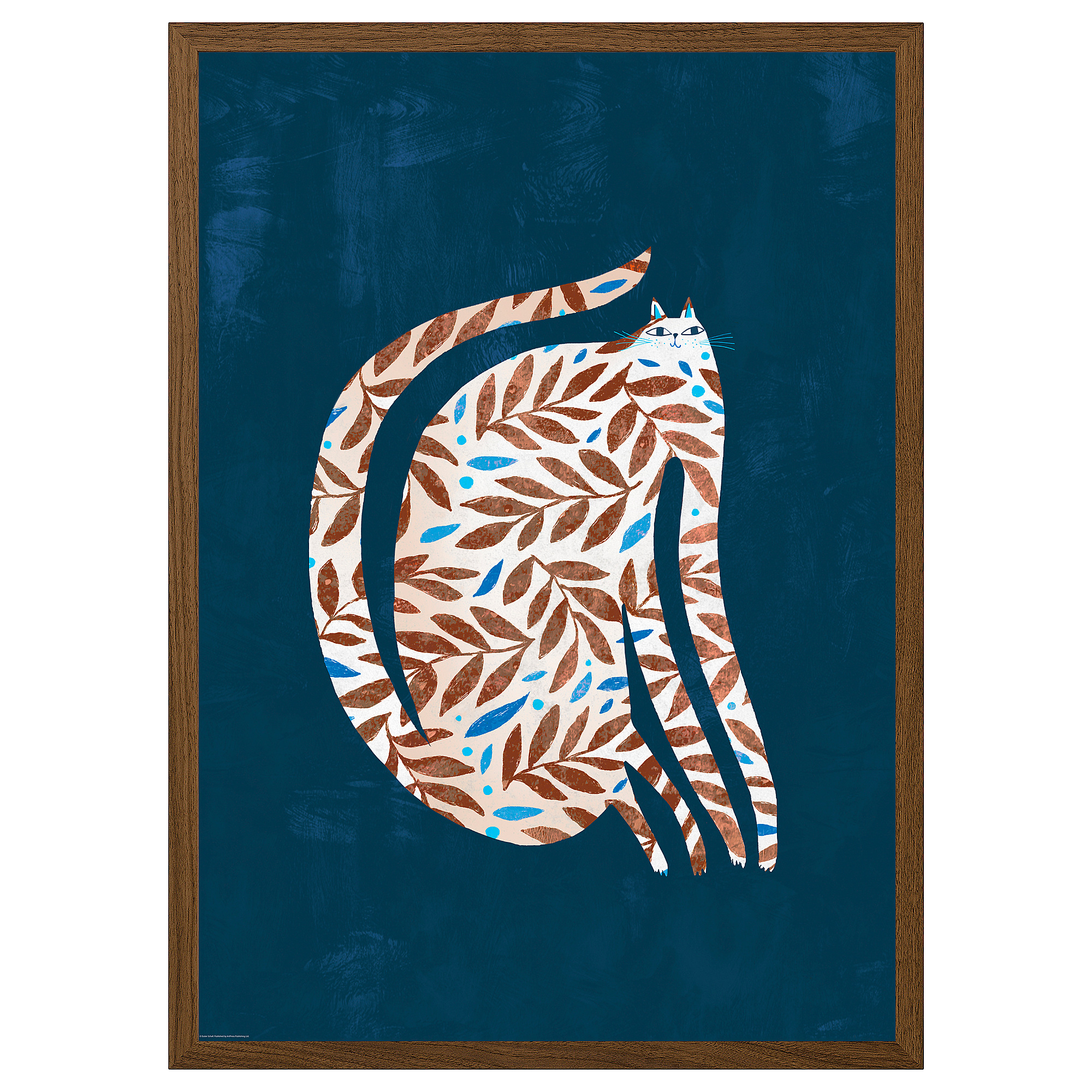 樹葉貓附框海報｜50x70cm
